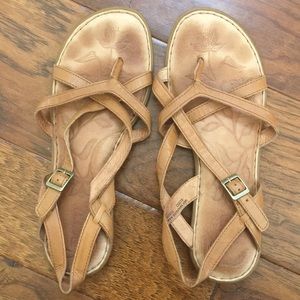 Børn strappy summer sandals. tan leather.